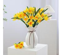 JOYHAZE Lot de 10 jonquilles artificielles à Tige Longue de 46cm de Long, narcisses artificielles en Soie pour décoration de Maison, Cuisine, Mariage, Arrangements Floraux, centres de Table