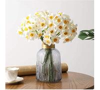 JOYHAZE Lot de 2 jonquilles artificielles en Soie à Longue Tige pour Maison, fête, Bureau, Jardin, décoration de Mariage, Arrangements Floraux à Faire soi-même, centres de Table,Blanc