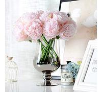 JOYHAZE Lot de 8 pivoines artificielles en Soie à Tige Unique pour Mariage, Maison, Bureau, fête, décoration de fenêtre, centres de Table, Arrangements Floraux à Faire soi-même, Rose Clair