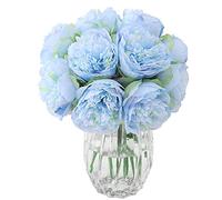JOYHAZE Lot de 8 pivoines artificielles en soie à tige unique pour mariage, maison, bureau, fête, décoration de fenêtre, centres de table, arrangements floraux à faire soi-même (bleu)