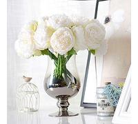 JOYHAZE Lot de 8 pivoines artificielles en Soie à Tige Unique pour Mariage, Maison, Bureau, fête, décoration de fenêtre, centres de Table, Arrangements Floraux à Faire soi-même, Blanc