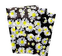 Joyhey Lot de 100 petits sacs cadeaux en plastique avec poignées découpées - 14,7 x 19,8 cm - Marguerite noire