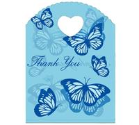 Joyhey Lot de 100 petits sacs en plastique avec poignées découpées 12,7 x 20,3 cm, Bleu Thank You, Bleu Thank You
