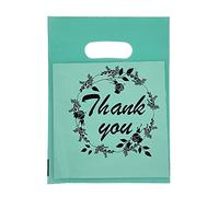 Joyhey Lot de 100 sacs en plastique avec poignées découpées Vert 14,5 x 19,6 cm