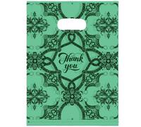 Joyhey Lot de 100 sacs en plastique de 19,8 x 24,9 cm avec poignées découpées - Vert Thank You