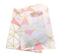 Joyhey Lot de 100 sacs en plastique de 19,8 x 30 cm, sacs de courses, sacs cadeaux avec poignées découpées - Géométrie blanche, 20 x 30 cm (lot de 100), JH00547