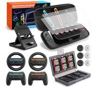JoyHood 15 en 1 Kit Accessoires pour Switch2, Familiaux Kit d'accessoires compatibles avec Switch2 avec Sac de Rangement, Volant, Poignées, Protecteur D'écran, Étui pour Cartes de Jeu