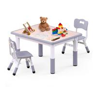 JoyHood Ensemble table et 2 chaises pour enfants - étude et activités réglables en hauteur pour tout-petits, maison/salle de classe/garderie, cadeau pour garçons