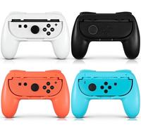 JoyHood Poignées pour Switch 2, Kit de Manette Ergonomique Compatible avec Switch 2 Contrôleur(Pack de 4)(Orange-Bleu-Noir-Blanc)