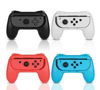 JoyHood Poignées pour Switch/Switch OLED, Kit de Manettes de Contrôleur Ergonomique Compatible avec Joy Con et Modèle Switch OLED 2021 (Pack de 4)(Rouge-Bleu-Noir-Blanc)