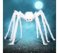 JOYIN 1,5 m d'araignée géante Blanche pour Halloween - Décoration extérieure - Grande araignée Artificielle poilue et effrayante - Grand Accessoire réaliste pour Cour, fête, décoration intérieure