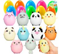 JOYIN 10 œufs de Pâques géants remplis d'animaux Mignons Squishy Toy pour la Chasse aux œufs de Pâques, des Paniers de Pâques/des Remplisseurs, des Friandises de Remplissage