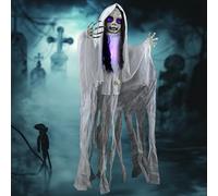JOYIN 109cm Décoration Fantôme à Suspendre Halloween, Fille Fantôme Effrayante à Suspendre avec Tête Lumineuse pour Halloween Extérieur, Cour, Décoration de Patio, Décorations de Maison Hantée