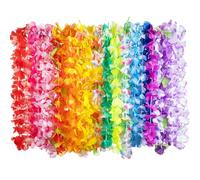 JOYIN 12 colliers de fleurs hawaïennes, guirlandes Lei tropicales pour plage et vacances. Pour fêtes, festivals, extérieur, plage, anniversaire à thème. Multicolores, doux, durables, légers.