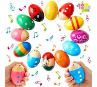 JOYIN 12 Pièces 7.6cm Agitateur D'oeufs en Bois, Maracas Shaker D'oeufs pour L'éducation Musicale Précoce Fête Accessoires de Classe Instrument de Musique Pâques Panier de Remplissage de Pâques