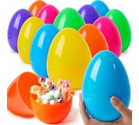 JOYIN 12 pièces de 17,8 cm (7") d'oeufs de Pâques solides et brillants en plastique de couleurs assorties pour remplir des friandises, des cadeaux de fête sur le thème de Pâques.