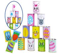 JOYIN 13 Pcs Chamboule Tout, jeux exterieur enfant, Jeu de Lancer avec 3 Sacs de Fèves, Jeu de Massacre, pour Les Enfants Toss Game Extérieur Intérieur de fête