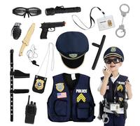 JOYIN 14 Pièces Police Semblant Jouer Jouets Chapeau et Tenue Uniforme Soirée Habillée d'Halloween, Costume de Policier, Jeu de Rôle