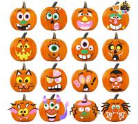 JOYIN 15 packs d'autocollants en mousse de décoration de citrouille dans 15 modèles Halloween Party Supplies Trick or Treat Party Favors