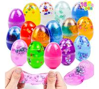 JOYIN 16 Pièces Oeuf de Paques de Slime, Préremplis Remplis de Cristal, Galaxie, Peluche Moelleuse de Confettis Soulagement du Stress pour Pâques Fournitures de Fête Remplisseurs de Paniers