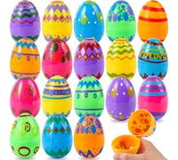 JOYIN 18PCS 3,15" Oeufs de Pâques imprimés, Oeufs en Plastique colorés vides et remplissables en Vrac pour la Chasse de Pâques, Remplissage de paniers, Fournitures de Prix en Classe