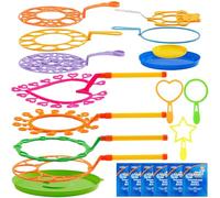 JOYIN 19 pièces de Set de 53cm Baguettes à Bulles géantes en Gros, 6 pièces Solution à Bulles, kit de Baguettes à Bulles géantes pour Enfants, été, Jeux d'extérieur, fête et Jeux, Cadeaux de fête.