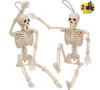 JOYIN 2 PCS 16" Halloween Squelette à Suspendre avec Yeux de Lumière LED Rouge, Os Humains en Plastique avec Articulations Posables, pour Décoration Intérieure et Extérieure