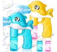 JOYIN 2 Pistolets à Bulles Baleine avec 4 Bouteilles de Solutions à Bulles, Machine à Bulles Automatique, souffleur de Bulles pour Les Enfants, Les Jeunes Enfants, Jouets d'été pour l'extérieur