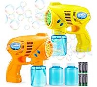 JOYIN 2 Pistolets à Bulles colorés avec 2 Solutions à Bulles (296ml Total) pour Enfants Activités intérieure et extérieure Soirée à thème d'été Anniversaire, activité de Plein air de Pâques