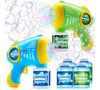 JOYIN 2 Pistolets à Bulles pour Enfants avec 4 Bouteilles de Solution, Mitrailleuse à Bulles Automatique à 8 Trous pour Enfants, Adultes, Jouets d'été, Cadeaux de Pâques, Cadeaux d'anniversaire