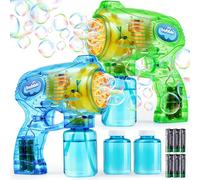 JOYIN (2 x 148 ml) - 2 pistolets à bulles pour enfants avec liquide à bulles de savon - Pour bulles de savon - Cadeau de fête, anniversaire, activité en extérieur et intérieur - Jouet d'été - Pâques