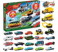 JOYIN 2025 Calendrier de l'Avent de Noël pour Enfants, 24 Jours Compte à Rebours Calendrier Jouets Cadeau avec Voitures Moulées Sous Pression Ensemble pour Garçons Enfants Party Favors