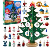 JOYIN 2025 Noël 24 jours compte à rebours calendrier de l'avent avec un sapin de Noël en bois de table et 28 ornements décorations bonhomme de neige Père Noël cadeau pour enfants