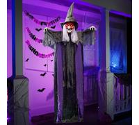 JOYIN 213,4 cm Décoration d'halloween à Suspendre avec Fonction d'activation sonore, sorcière animée parlante avec Yeux Ronds pour Halloween, décoration de Maison hantée,