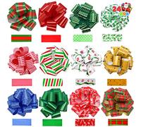 JOYIN 24 Pièces de Noël Ruban de Papier Cadeau Nœuds à Tirer (12,7 cm de Large) - Facile et Rapide Cadeau Accessoire pour Cadeaux de Noël