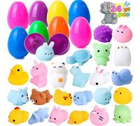 JOYIN 24 pièces d'oeufs de Pâques pré-remplis de Mochi (Jouets à l'intérieur) ; Kawaii Foamy Squishies Anti-Stress pour Les fêtes de Pâques, la Chasse aux Oeufs de Pâques