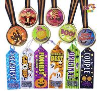 JOYIN 24 pièces Trophées Médaille Halloween et Rubans de Trophées pour Remise de prix d'Halloween Récompenses pour Concours de Célébration et d'Épouvante