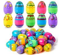 JOYIN 24pcs 2.3 "Oeufs de Pâques imprimés, œufs de Pâques vides remplissables, volumes d'oeufs en plastique colorés pour la chasse à Pâques, faveur de la fête, remplissage de panier