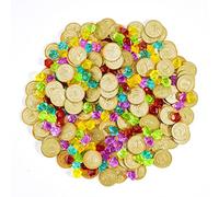 JOYIN 288 Pièces de Monnaie Doré et Bijoux Pirate Jouer des Pièces de Trésor pour Fêter les Festivals comme l'Halloween, l'Anniversaire (144 Pirate Pièces Doré+144 Pierres précieuses)