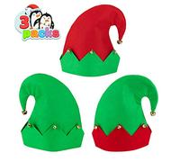JOYIN 3 Packs de Chapeaux en Feutre Elfe de Noël pour Les Fêtes de Fin d'année, Avec des Chapeaux Unisexes de Taille Unique pour Les Enfants, Les Adolescents et Les Adultes, de Couleur Verte