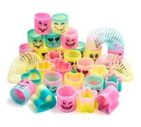 JOYIN 30 Pcs Printemps Arc-en-Ciel fête faveur, Mini Plastique Coil Spring Toy, Fidget Stress Coil Mini Plumes Bulk Toy pour Carnaval Prix Anniversaire