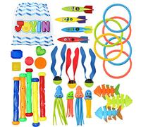 JOYIN 30 pièces Jouets de Plongée Jouets de Piscine, Anneau de Plongée sous-Marine, Ensemble de Jouets de Plongée pour Enfants Jeu sous Marins Cadeaux