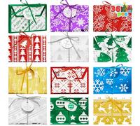 JOYIN 36 boîtes à cartes de Noël en aluminium avec ruban, boîtes décoratives enveloppées (4.5" x 3.25" x 0.4") pour enveloppes, cadeaux de Noël