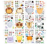 JOYIN 36 Pcs Autocollants de Visage, Fabriquez Votre Propre Animal Sauvage et Associez les Animaux sur les Feuilles d'Autocollants, Cadeau d'Anniversaire et de Fête pour Enfants 3+(Animal Sauvage)