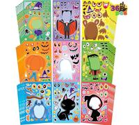 JOYIN 36 pièces Halloween faire un visage autocollants pour enfants, personnages d'Halloween autocollant complet du corps à créer le vôtre avec 9 modèles fantômes vampires monstres, cadeaux de fête