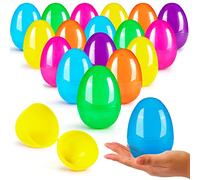 JOYIN 36 pièces Oeufs de Pâques 8cm, Grands œufs en Plastique remplissables, coquilles d'œufs vides colorées et Lumineuses avec charnière pour la Chasse de Pâques, Remplissage de friandises