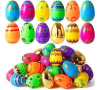 JOYIN 44 œufs imprimés comprenant 8 œufs dorés, œufs de Pâques en plastique coloré de 8 cm, œufs vides remplissables pour la chasse aux œufs de Pâques, remplissage de panier