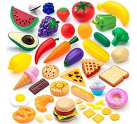 Joyin 50 Pièces Ensemble de Jouets de Cuisine, Dînette, Fruits légumes factices, Accessoires en Plastique pour Enfants Jouet d'apprentissage éducatif, Cadeau de Jeu de rôle