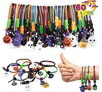 JOYIN 60 PCS Halloween Zipper Bracelets Set, Wristbands Party Favors for Kids, Fidget Stress Relief Toys