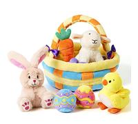 JOYIN 7 Pièces Panier de Pâques en Peluche Ensemble de Jeu Panier de Pâques Jouets de Farce pour Les Fêtes de Pâques Panier de Pâques en Peluche pour Bébés, Tout Petits et Enfants de Tous âges